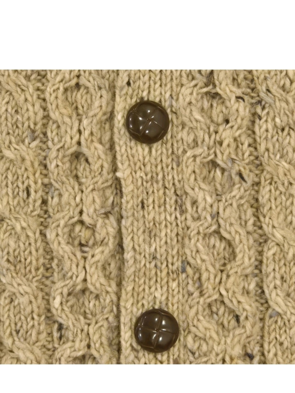 Vintage LL Bean Cardigan Sweater Sz L Oatmeal Wool Fisherman Cable Knit Ireland - Picture 3 of 7